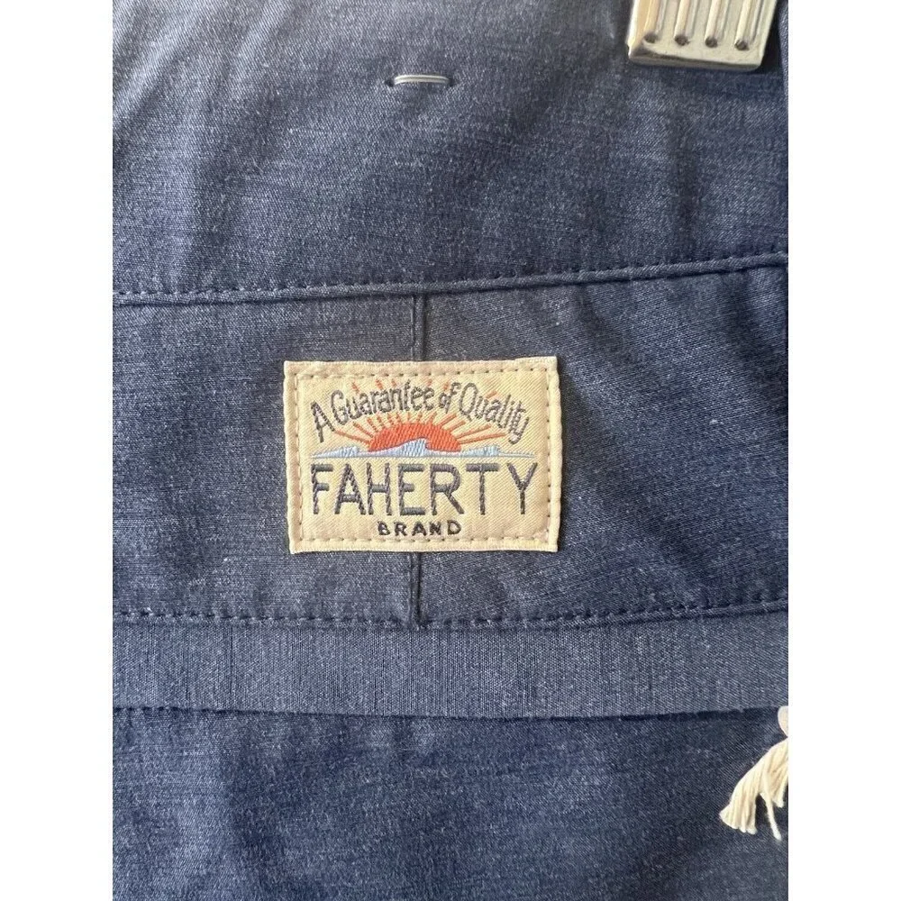 Faherty Men's All Day Shorts Belt Loop Size 28 Inseam 9” Chino Drawstring Navy